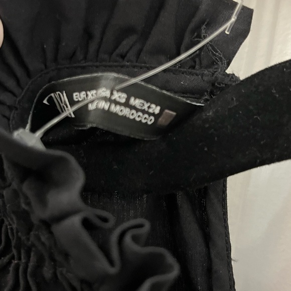 Zara Black Ruffle Smocked Long Sleeve Blouse Top - Picture 6 of 10